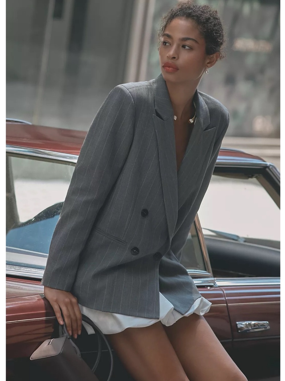 Anthropologie Maeve Rue Oversized Blazer Gray - Picture 8 of 8
